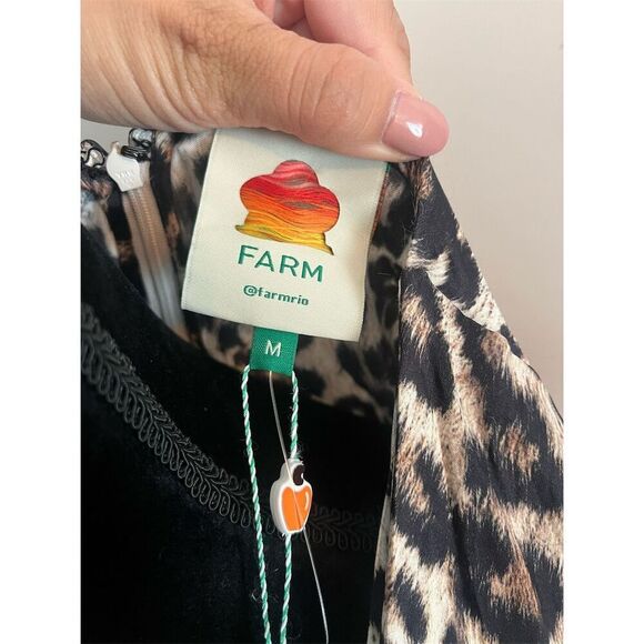 NWT FARM RIO LEOPARD PRINT MAXI MIDI DRESS DEEP V-NECK WOMENS SIZE MEDIUM - Picture 11 of 13